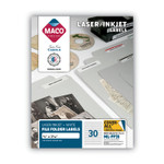 Maco Assorted Laser/Inkjet File Folder Labels - 43/64" Width x 3 7/16" Length - Permanent Adhesive - Inkjet, Inkjet - White - 30 / Sheet (MACMLFF31) Product Image 