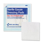 First Aid Only Sterile Gauze Dressing Pads - 8 Ply - 2" Width x 2" Length - White (FAOFAE5000) Product Image 