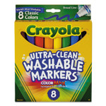 Crayola Classic Washable Marker Set - Broad Conical Marker Point - Washable - Red, Orange, Yellow, Green, Blue, Violet, Brown, Black Ink - Water Based (CYO587808) Product Image 