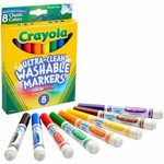 Crayola Classic Washable Marker Set - Broad Conical Marker Point - Washable - Red, Orange, Yellow, Green, Blue, Violet, Brown, Black Ink - Water Based Product Image 