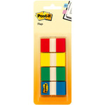 Post-it Flags - 40 x Red, 40 x Yellow, 40 x Blue, 40 x Green - 1" Flag/Note Width x 1 3/4" Flag/Note Length - Rectangle - Unruled - Red, Yellow, Green, Blue, Assorted Product Image 