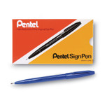 Pentel Arts Sign Pen Fine Point Color Marker, Extra-Fine Bullet Tip, Blue, Dozen Product Image 