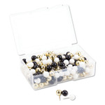 U Brands Sphere Push Pins - 0.44" Shank - 0.38" Head - 0.4" Length x 0.4" Width - Black, Gold, White (UBR3084U0624) Product Image 