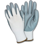 Safety Zone Nitrile Coated Knit Gloves - Hand Protection - Nitrile Coating - XXL Size - White, Gray - Flexible, Knitted, Durable, Breathable, Comfortable (SZNGNIDEX2XG) Product Image 