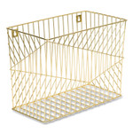 U Brands Vena Hanging File Basket - 6.80" Height x 9.50" Width x 12.40" Length - Desktop - Gold - Metal Wire (UBR3231U0206) Product Image 