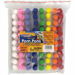Creativity Street Peel-n-Stick Pom Pons - Project - 11.75" Height x 1.50" Width x 9.25" Length - White, Pink, Purple, Blue, Yellow, Orange, Green, Red - Plush Product Image 