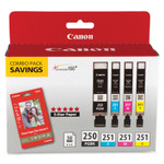 Canon PGI-250/CLI-251 Original Inkjet Ink Cartridge/Paper Kit - Combo Pack - Pigment Black, Cyan, Magenta, Yellow - 4 / Pack - Inkjet - Pigment Black, Cyan, Magenta, Yellow (CNM250BKCLI251) Product Image 