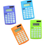 Charles Leonard 8-digit Hand Held Calculator - Dual Power, Non-slip Rubber Key - 8 Digits - Battery Powered - Assorted (LEO39100ST) Product Image 