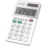 Sharp Calculators EL-244WB 8-Digit Professional Pocket Calculator - 3-Key Memory, Auto Power Off - 8 Digits - LCD - 0.3" Height x 2.4" Width x 4.1" Depth - White (SHREL244WB) Product Image 