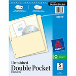 Avery Untabbed Double Pocket Dividers - 11.1" Height x 9.3" Width - 2 x Pockets Capacity - For Letter 8 1/2" x 11" Sheet - Ring Binder - Rectangular Product Image 