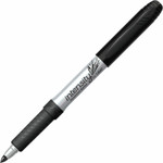 BIC Mark-it Fine Point Permanent Markers - Fine Marker Point - Retractable - Black Ink - Silver Barrel - 1 Dozen/Box (BICGPM11BKCT) Product Image 