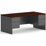 HON 38000 H38180 Pedestal Desk - 29.5" Height x 72" Width x 36" Depth - 4 x Box, File Drawer(s) - Double Pedestal - Waterfall Edge - Finish: Charcoal Product Image 