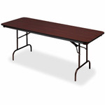 Iceberg Premium Wood Laminate Folding Table - Melamine Rectangle Top - 300 lb Capacity - 96" Table Top Length x 30" Table Top Width x 0.75" Table Top Thickness - 29" Height - Mahogany Product Image 