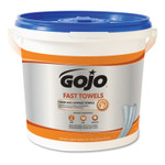 GOJO FAST TOWELS Hand Cleaning Towels, 9 x 10, Fresh Citrus, Blue, 225/Bucket, 2 Buckets/Carton View Product Image