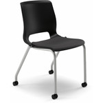 HON Motivate Chair - Black Seat Color - Fabric Seat Material - Black Back Color - Plastic Back Material - Platinum Metallic Frame Color Product Image 