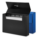 Universal Poly Index Card Box, Holds 100 3 x 5 Cards, 3 x 1.33 x 5, Plastic, Black/Blue, 2/Pack Product Image 