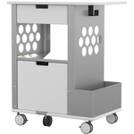 Focal Rolling Storage Cart - 2 Drawer - 5 Casters - Steel, Metal, Melamine - 28" Width x 20" Depth x 33.50" Height - Silver Frame Product Image 