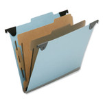 AbilityOne 7530016216198, SKILCRAFT Hanging Classification Folders, Letter Size, 2 Dividers, 2/5-Cut Exterior Tabs, Light Blue, 10/Box Product Image 