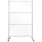 MasterVision Mobile Glass Panel Divider - 50" Width x 22" Depth x 80.30" Height - Glass - Aluminum, Transparent Product Image 