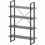 Lorell SOHO Rustic Metal Frame Bookcase - 57.5" Height x 39.4" Width x 11.8" Depth - 4 Shelve(s) - Band Edge - Finish: Charcoal - Sturdy, Durable Product Image 