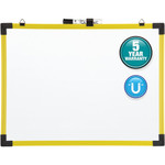 Quartet Industrial Magnetic Whiteboard - 72" (6 ft) Width x 48" (4 ft) Height - White Painted Steel Surface - Bright Yellow Aluminum Frame - Rectangle - Horizontal Product Image 