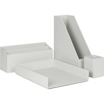 U Brands 4-Piece Desk Organization Set - Desktop - Paper Wrapped - Gray - Chipboard, Paper Product Image 