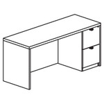 Lorell Prominence 2.0 Right-Pedestal Credenza - 29" Height x 72" Width x 24" Depth, x 1" Thickness Top - (LLRPC2472RGE) Product Image 