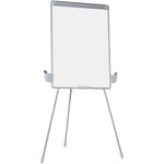 MasterVision Dry-erase Portable Tripod Easel - 29" (2.4 ft) Width x 41" (3.4 ft) Height - White Melamine Surface - Gray Aluminum Frame - Silver Stand - Rectangle Product Image 