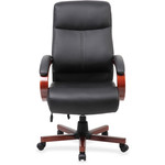 Lorell Executive High-Back Wood Finish Office Chair - Black Seat Color - (LLR69531) Product Image 