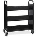 Lorell Double-sided Book Cart - 6 Shelf - Round Handle - 5" Caster Size - Steel - 38" Width x 18" Depth x 46.25" Height - (LLR99931) Product Image 