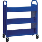 Lorell Double-sided Book Cart - 6 Shelf - Round Handle - 5" Caster Size - Steel - 38" Width x 18" Depth x 46.25" Height - (LLR99932) Product Image 