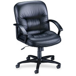 Lorell Tufted Managerial Mid-Back Office Chair - Black Seat Color - (LLR60115) Product Image 