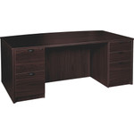 Lorell Prominence 2.0 Bowfront Double-Pedestal Desk - x 1" Thickness Top, 29" Height x 72" Width x 42" Depth - 5 x File, Box Drawer(s) - Double Pedestal - Band Edge - Material: Particleboard - (LLRPD4272DPES) Product Image 