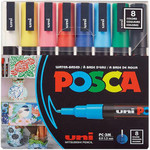 uniball™ Posca PC-3M Paint Markers - Fine Marker Point - Green, Blue, Light Blue, Yellow, Red, Pink, White, Black Ink - Water Based, Pigment-based Product Image 