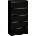 HON 800 Series Full-Pull Locking Lateral File - 5-Drawer - 42" Width x 18" Depth x 64.2" Height - 5 x Drawer(s) - Lateral - Black Product Image 