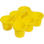 Deflecto Antimicrobial Kids 6 Cup Caddy - 6 Compartment(s) - 5.29" Height x 12.07" Width x 9.55" Depth - Lightweight, Portable, Antimicrobial, Easy to Clean, Handle, Stackable, Mildew Resistant - Yellow - Plastic, Polypropylene Product Image 