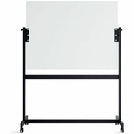 U Brands Magnetic Glass Dry-Erase Board Rolling Easel - 48" (4 ft) Width x 36" (3 ft) Height - Frosted White Tempered Glass Surface - Rectangle - Horizontal - Floor Standing, Portable Product Image 