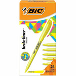 BIC Brite Liner Highlighters - Chisel Marker Point - Fluorescent Yellow Ink - Water Based Product Image 