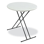 AbilityOne 7110017026955, SKILCRAFT Personal Adjustable Height Folding Table, 24" Diameter x 25h to 30h, Platinum Gray Product Image 