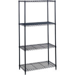 Safco Industrial Wire Shelving - 48" Width x 18" Depth x 72" Height - 4 x Shelf(ves) - 1250 lb Load Capacity - Leveling Glide, Dust Proof, Adjustable Leveler, Adjustable Feet - Black (SAF5291BL) Product Image 