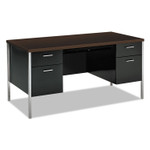 HON 34000 Series Double Pedestal Desk, 60" x 30" x 29.5", Mocha/Black Product Image 