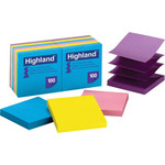Highland Self-sticking Bright Pop-up Notepads - 1200 - 3" Flag/Note Width x 3" Flag/Note Length - Square - 100 Sheets per Pad - Unruled Product Image 