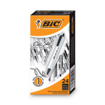 BIC Clic Stic Ballpoint Pen Value Pack, Retractable, Medium 1 mm, Black Ink, White Barrel, 24/Pack (BICCSM241BK) Product Image 
