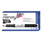 BIC Intensity Low Odor Fine Point Dry Erase Marker, Fine Bullet Tip, Black, Dozen (BICGDE11BK) View Product Image