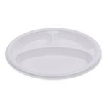 Boardwalk Hi-Impact Plastic Dinnerware, Plate, 3-Compartment, 10" dia, White, 500/Carton (BWKPLTHIPS10WH3) View Product Image