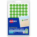 Avery Color-Coding Labels - 1/2" Diameter - Removable Adhesive - Round - Neon Green - Paper Product Image 