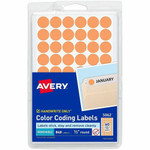 Avery Color-Coding Labels - 1/2" Diameter - Removable Adhesive - Round - Orange - Paper Product Image 