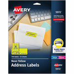 Avery Shipping Labels - 1" Width x 2 5/8" Length - Permanent Adhesive - Rectangle - Laser - Neon Yellow Product Image 