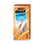 BIC Round Stic Grip Xtra Comfort Ballpoint Pen, Easy-Glide, Stick, Medium 1.2 mm, Red Ink, Gray/Red Barrel, Dozen (BICGSMG11RD) View Product Image