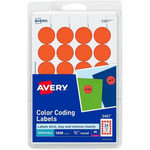 Avery Color-Coding Labels - 3/4" Diameter - Removable Adhesive - Round - Laser - Neon Red Product Image 